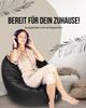 PATCH HOME 2 in 1 Sitzsack Sessel – Ø100 cm – Schwarz, bequemer Sitzsack aus Luxus-Polyester-Gewebe, bereits befüllt Bild 2