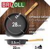 Ø28cm Gusseisenpfanne 55mm hoch mit Holzgriff und Gusseisen Deckel Induktion Bratpfanne Bild 3