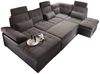 Couch Wohnlandschaft Schlaffunktion Schlafsofa schwarz grau Ottomane rechts Bild 3