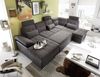 Couch Wohnlandschaft Schlaffunktion Schlafsofa schwarz grau Ottomane rechts Bild 5