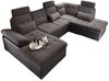 Couch Wohnlandschaft Schlaffunktion Schlafsofa schwarz grau Ottomane rechts Bild 4