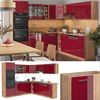 Eckküche R-Line Rot Hochglanz/Goldkraft Eiche 247 x 60 cm , AP Eiche Vicco Bild 2
