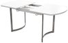 KLAM HOME Esstisch Ausziehbarer Esstisch 140/180x80 cm, ausziehbare Länge 180 cm (versilberte Metallbeine, moderner Stil, hochfeste Legierungshalterung), geeignet für 4–6 Personen, weiße + versilberte Tischbeine Bild 4