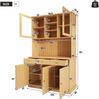 Merax Buffetschränke, Esszimmer-Hochschrank 120×40×191 cm, mit Glastüren, Gläserhalter, mehrstufigem Stauraum, integrierter Steckdose sowie USB-C- und USB-A-Anschlüssen, Naturfarbe Bild 4