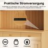 Merax Buffetschränke, Esszimmer-Hochschrank 120×40×191 cm, mit Glastüren, Gläserhalter, mehrstufigem Stauraum, integrierter Steckdose sowie USB-C- und USB-A-Anschlüssen, Naturfarbe Bild 5
