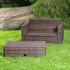 Gartensofa Fußbank Lounge Polyrattan Outdoormöbel Sitzgarnitur Couchset braun Bild 4
