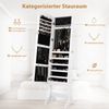 Abschließbarer Schmuckschrank Stehendes Design mit verstellbarem Winkel mit Ganzkörperspiegel 45 x 37 x 160 cm Weiß Bild 5