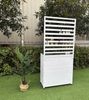 LECO Gartenregal THEA, Tannenholz weiß lasiert, Ablagefläche Stahlblech silber, 94x42x200 cm Bild 4