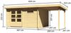 Gartenhaus Bastrup 8 - 570x297 cm mit Anbaudach 2,00 m mit Rückwand, 28 mm Holz naturbelassen, Karibu Bild 3