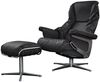 KAWOLA Sessel MODO Relaxsessel drehbar Leder schwarz mit Hocker 98 x 90 x 81 cm Bild 3