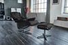 KAWOLA Sessel MODO Relaxsessel drehbar Leder schwarz mit Hocker 98 x 90 x 81 cm Bild 2