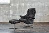 KAWOLA Sessel MODO Relaxsessel drehbar Leder schwarz mit Hocker 98 x 90 x 81 cm Bild 5