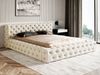 GRAINGOLD Palini Polsterbett 140x200, mit gepolstertes Kopfteil, gestepptes Bett, Bettkasten, Velour-Stoff, Beige Bild 3