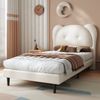 Kinder Polsterbett 90x200 mit Tier-Kopfteil & Eisenrahmen - Einzelbett Kunstleder,beige,pflegeleicht,stabil,Kuschelbett Bild 2