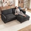 Merax Modulares Cloud-Sectional-Sofa, komfortables Ecksofa für das Wohnzimmer, übergroßes Cloud-Sofa, mit beweglichem Fußhocker, hohe Rückenlehne, Schwarz, B216 × H82 × T77 Bild 5