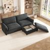 Merax Modulares Cloud-Sectional-Sofa, komfortables Ecksofa für das Wohnzimmer, übergroßes Cloud-Sofa, mit beweglichem Fußhocker, hohe Rückenlehne, Schwarz, B216 × H82 × T77 Bild 2