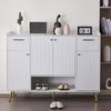 Schuhschrank mit 4 Türen & 2 Schubladen, weiß, 130x37x100 cm Bild 3