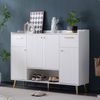 Schuhschrank mit 4 Türen & 2 Schubladen, weiß, 130x37x100 cm Bild 2