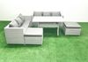 Fimous Rattan Gartenmöbel-Set 8 Sitzer mit Esstisch 2 Großer Hockern Hellgrau gemischt Bild 2
