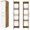 Badezimmer Midischrank LOUNY-03 in Wotaneiche Nb. mit matt weiß, B/H/T: ca. 30/130/35 cm Bild 2