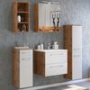 Badezimmer Midischrank LOUNY-03 in Wotaneiche Nb. mit matt weiß, B/H/T: ca. 30/130/35 cm Bild 3