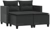 vidaXL Gartensofa 2-Sitzer mit Hockern Schwarz Poly Rattan 365791 Bild 2