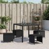 vidaXL Gartenhocker mit Kissen 4 Stk. Schwarz 41x41x36 cm Poly Rattan 365042 Bild 3