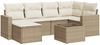 vidaXL 7-tlg. Garten-Sofagarnitur mit Kissen Beige Poly Rattan 3251605 Bild 2