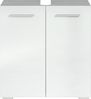 Badplaats Waschbeckenunterschrank Jupiter 60 x 30 cm Beton Grau mit Weiß - Stehender Badezimmerschrank mit 2 Türen und Montagematerial Bild 4