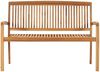 vidaXL Stapelbare Gartenbank mit Auflage 128,5 cm Massivholz Teak 3063286 Bild 3