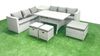 Fimous Rattan Gartenmöbel-Set 9 Sitzer mit Esstisch Beistelltisch 3 Fußhockern Hellgrau gemischt Bild 2