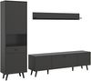 Wohnwand >Linea< (3-teilig) Vitrine, Lowboard, Wandboard, grau - 258x195x40cm (BxHxT) Bild 1