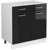 Küchenunterschrank R-Line Schwarz Hochglanz 80 cm ohne Arbeitsplatte Vicco Bild 4