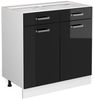 Küchenunterschrank R-Line Schwarz Hochglanz 80 cm ohne Arbeitsplatte Vicco Bild 5
