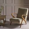 Signature 'JEAN' Sessel aus massiver Eiche mit Leinensitz - L66 cm - Beige Bild 2