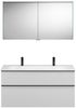 Burgbad FIUMO Waschtisch Set mit Spiegelschrank 122 cm breit, Weiß, Doppelwaschbecken Gussmarmor Weiß Bild 2