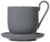 Blomus RO Set 2 Kaffeetassen mit Untertasse, Teetasse, Becher, Porzellan, Sharkskin, 290 ml, 64010 Bild 2