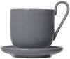 Blomus RO Set 2 Kaffeetassen mit Untertasse, Teetasse, Becher, Porzellan, Sharkskin, 290 ml, 64010 Bild 3