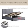 Polsterbett 140x200 cm mit Stauraum aus Samt – hydraulischer Bettkasten und stabiler Lattenrost Bild 5