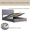 Polsterbett 140x200 cm mit Stauraum aus Samt – hydraulischer Bettkasten und stabiler Lattenrost Bild 5