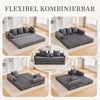 LVHOM Schlafsofa 3 Sitzer, Klappsofa mit Schlaffunktion, Bodensofa, Polstersofa aus CordStoff, Schlafcouch dauerschläfer, frei Kombination, 200x94x67 cm, Dunkelgrau Bild 3