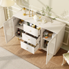 Sideboard Weiß, 120x40x90 cm mit PE-Rattantüren & Schublade Bild 4