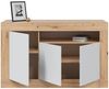 Habitdesign Anrichte mit 3 Türen, Buffet für Wohnzimmer, Beistellschrank, Modell Baltik, Weiß Artik und Nodi-Eiche, Maße: 144 cm (B) x 87 cm (H) x 42 cm (T) Bild 4