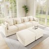 Merax Ecksofa aus Chenille, Modulares Sofa mit verstellbaren Armlehnen, für 4-6 Personen 1 Teile, U-/L-förmiges Sofa mit 2 Hockern, 4 Kissen & 2 Kopfstützen, wandelbar Bild 2