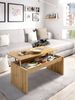 Dmora Audi-Couchtisch, Wohnzimmer-Zeitungsständer mit Ablagefach, niedriger hochklappbarer Couchtisch, 102 x 50 x 43 cm, Knot Oak Bild 4