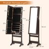 2 in 1 Spiegelschrank mit LED-Beleuchtung & Ganzkörperspiegel Abschließbarer Schmuckschrank Braun Bild 2