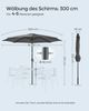 Songmics Sonnenschirm mit UV-Schutz bis UPF 50+, knickbar, Metall / Polyester grau, Ø 3 x 2,52 m Bild 4