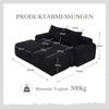 Flieks Modulares Cordsofa für 2 Personen, 2 Hocker & 2 Rückenkissen, inkl. Getränkehalter & Seitentasche, frei kombinierbar, Schwarz Bild 4