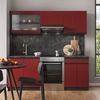 Küchenzeile R-Line Rot/Anthrazit 200 cm J-Shape, AP Eiche Vicco Bild 4