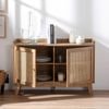 Casâme 'PALMO' Anrichte mit 2 Türen und Geflecht Rattan - L110 cm - Helles Holz Bild 3